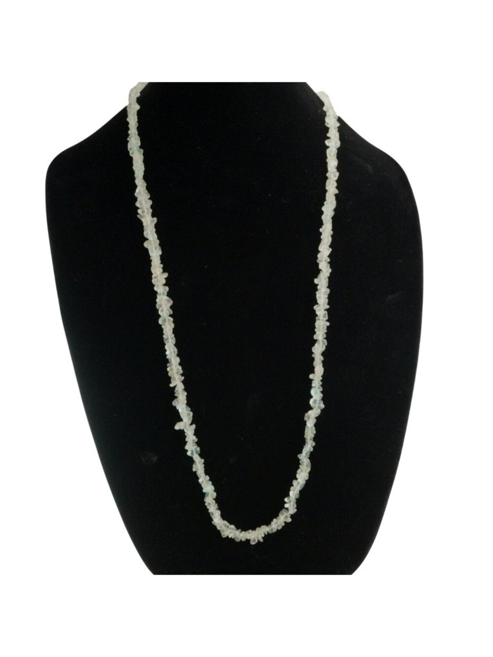 Vintage Natural Green Fluorite Chip Bead Necklace 36" Long Strand